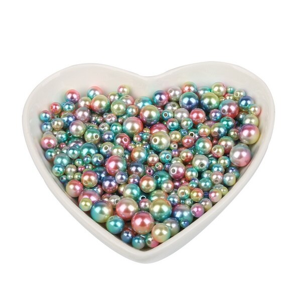 4/6/8/10mm Brann størrelse blanding 350 stk, rosa regnbue farge perle imitasjon abs løse perler til plagg klær halskjede tilbehør: Stil 05