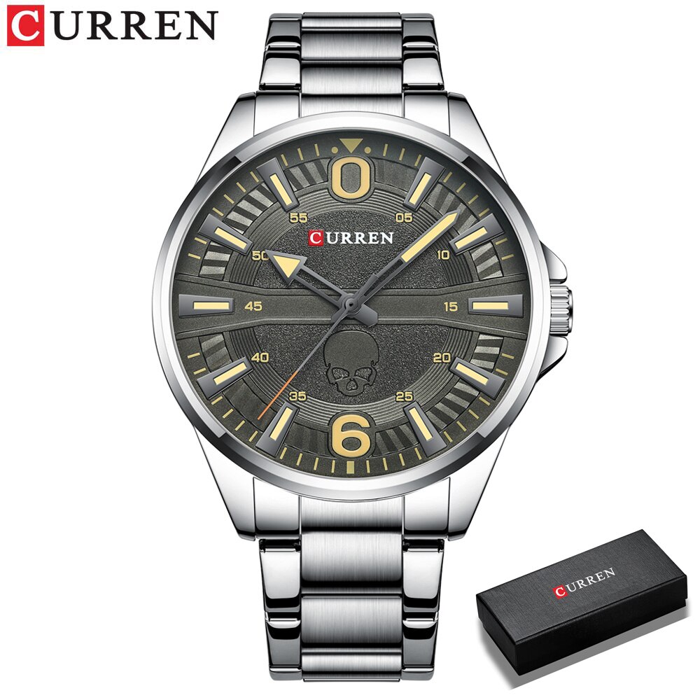 Horloges Heren Casual Klok Roestvrij Staal Black Quartz Horloge Voor Mannelijke Часы Мужские Наручные: silver box