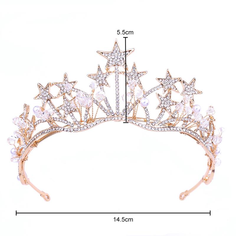Bruidstiara handgemaakte prachtige ster bruidstiara kroon glanzende kroon haaraccessoires voor bruid