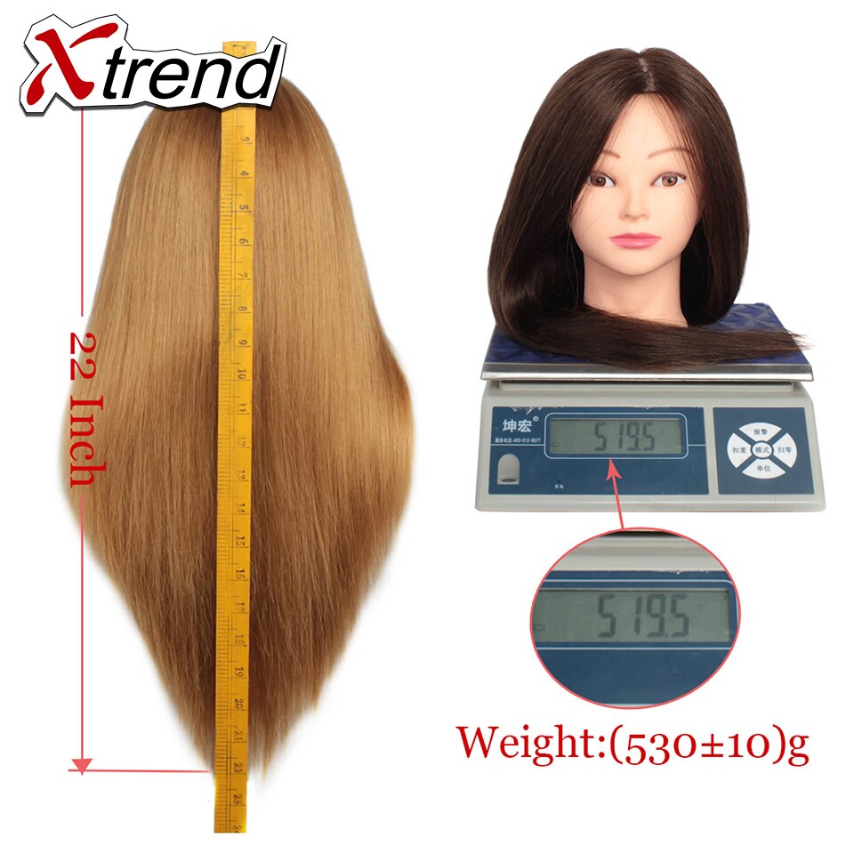 Mannequin Head - 22 Inch Training Head with Holder - Synthetic Fiber Hair for Styling Practice