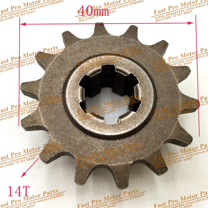 T8F 11 14 17 20 T Tand Koppeling Versnellingsbak Front Pinion Sprocket voor 47cc 49cc 2 Takt ATV Quad Dirt Pocket Mini Motor Bike: 14T