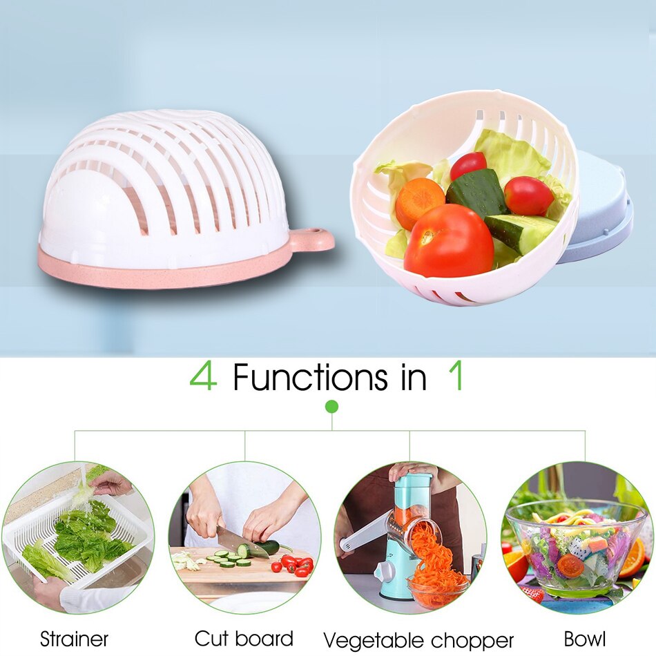 Kreative Werkzeuge Salat Schneiden Schüssel Schnelle Obst Gemüse Salat Zerhacker Schüssel Frische Salat Schneidemaschine Küche Gerät Sicher BPA-Freies