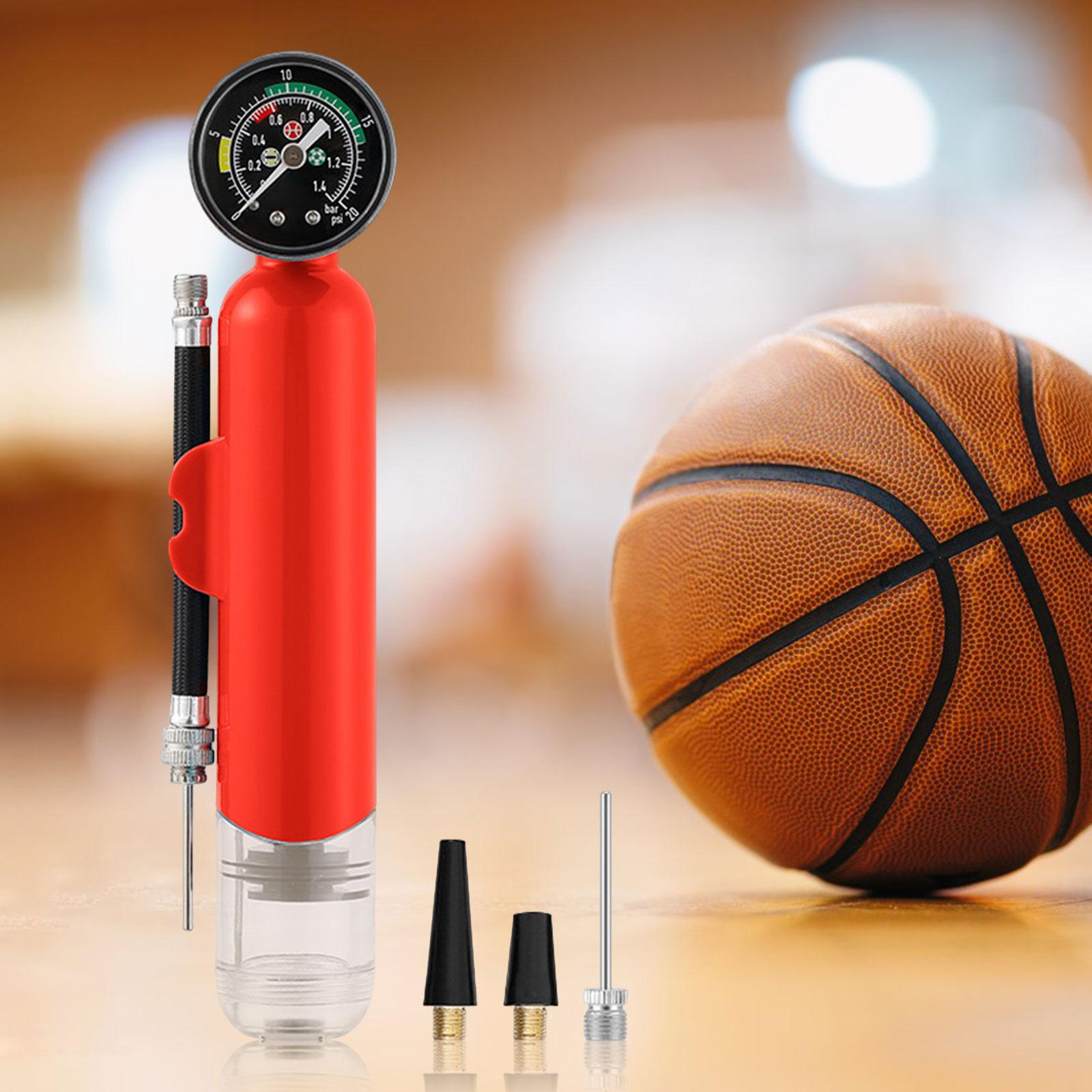 Ball Pump with Pressure Gauge Hand Air Pump, Durable ,Rainproof ,Sports Accessories, Practical Football Pump Basketball Pump: Red