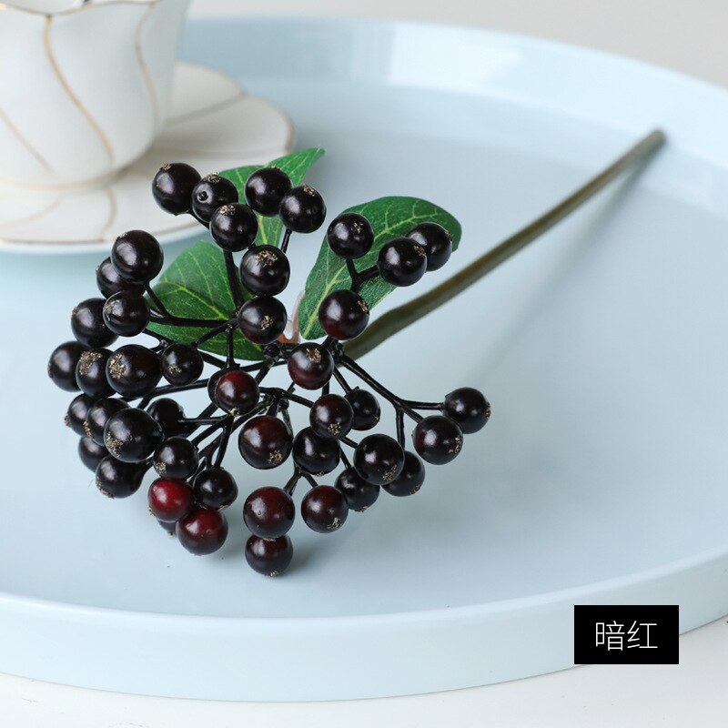 Conjunto de flores artificiales, set de 5 unids/set de racimos de frutas pequeñas para decoración de habitación, accesorios de arreglos florales de Navidad, bayas artificiales: 7