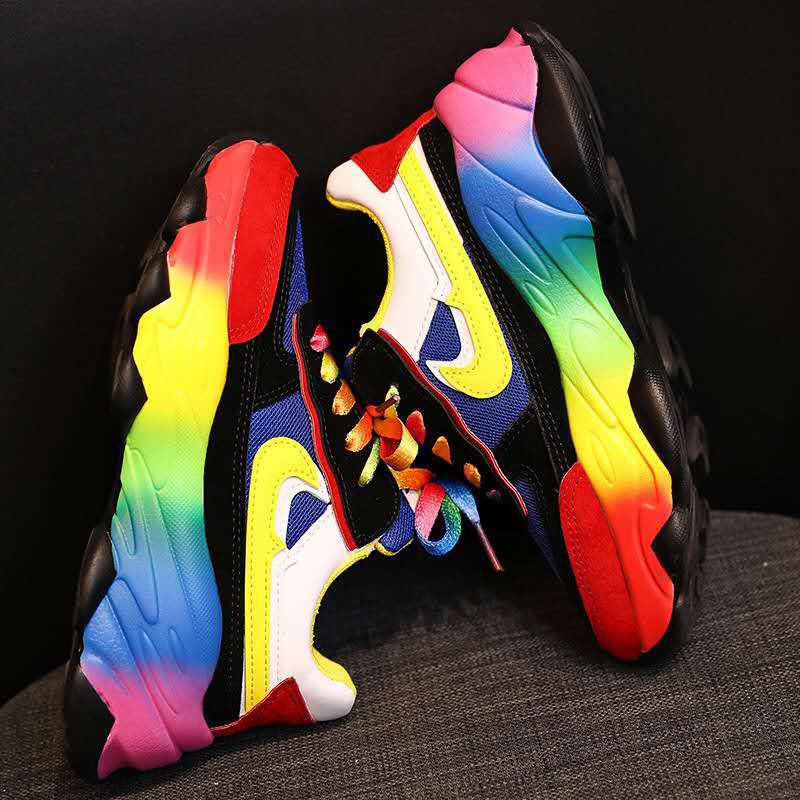 nouvelles Chaussures Pour Femmes Plate-Forme Chaussures Chaussures Pour Femmes Chaussures De Sport De Grande Taille Chaussures Décontractées Arc-En-Ciel Bas Chaussures De Sport
