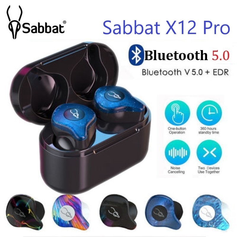 Sabbat X12 Pro TWS Senza Fili BT 5.0 Auricolare HIFI Monitor Rumore In ear Cuffia di Sport Portatile di Ricarica Scatola PK X12 trasporto Libero