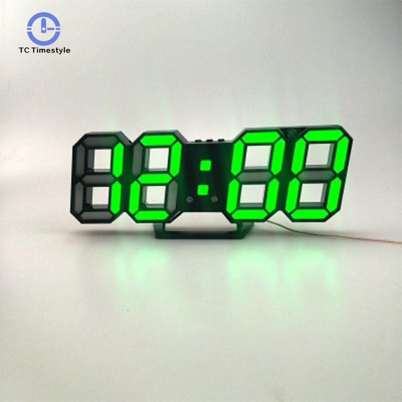 Digitalt vægur 3d led display vækkeure køkken kontorbord desktop vægur moderne 24 or 12 timers display: -en