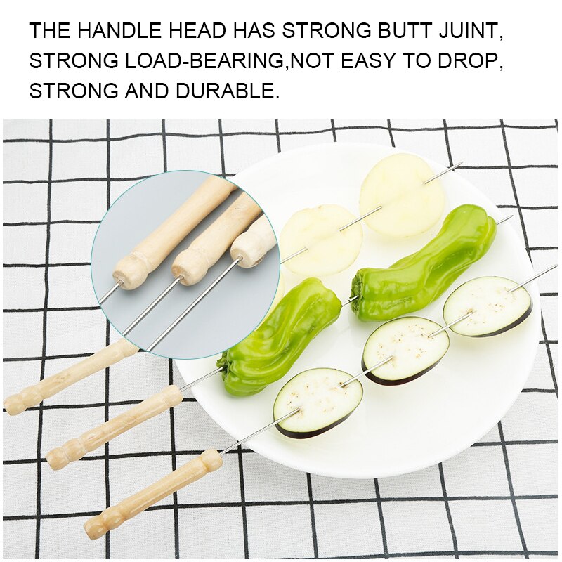 20 piezas de carne asado varilla para pinchos de barbacoa de acero inoxidable aguja brochetas de barbacoa utensilios de cocina al aire libre Camping Picnic