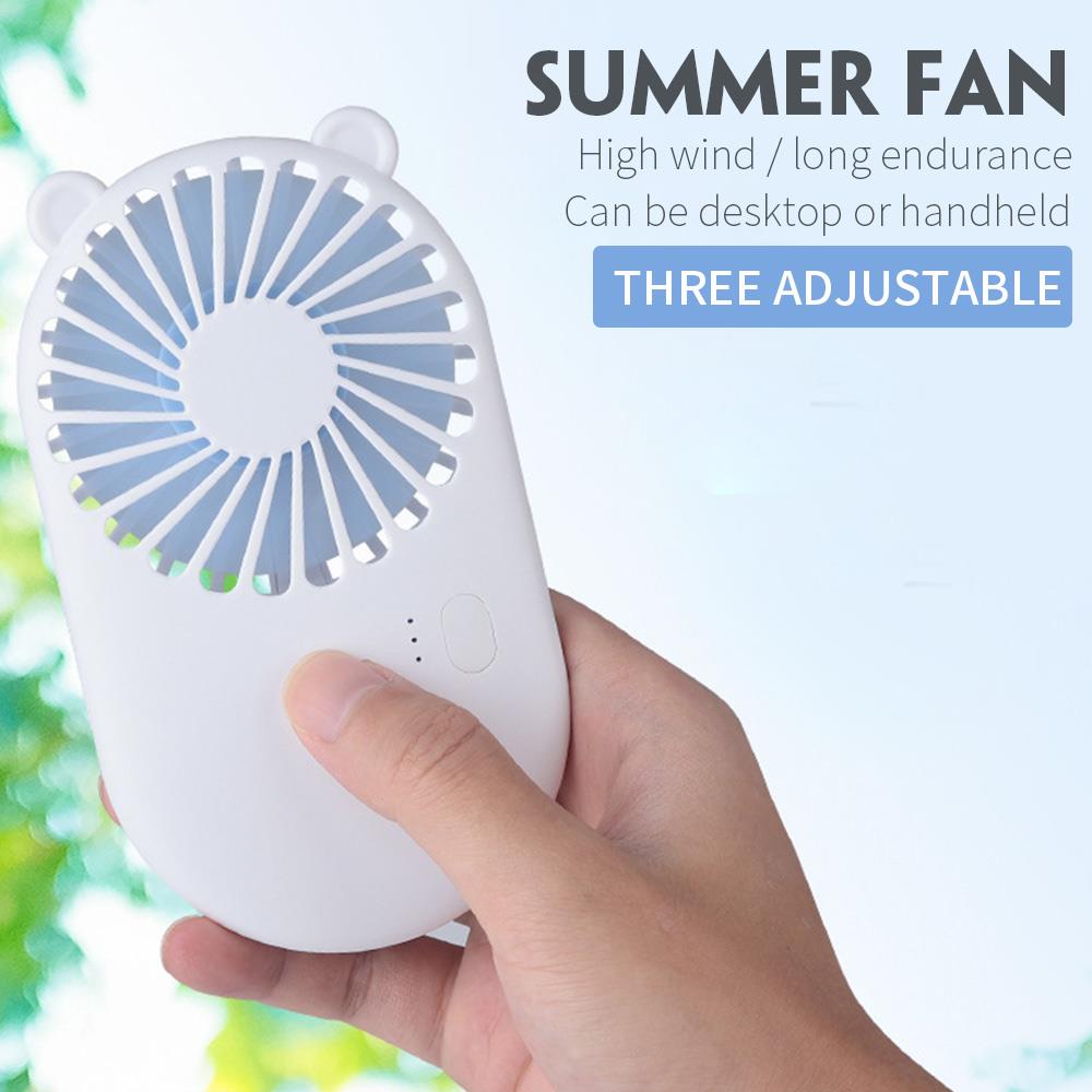 Electric Fan USB Charging Plastic Handheld Fan Ultrathin Rechargeable Battery Travel Cartoon Pocket Fan Student 3 Speed