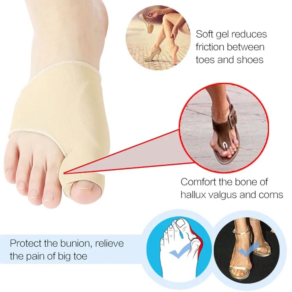 2Pcs Toe Separator Füße Knochen Daumen Teller Hallux Valgus Bunion Corrector Orthesen Korrektur Pediküre Socke Haarglätter Werkzeuge