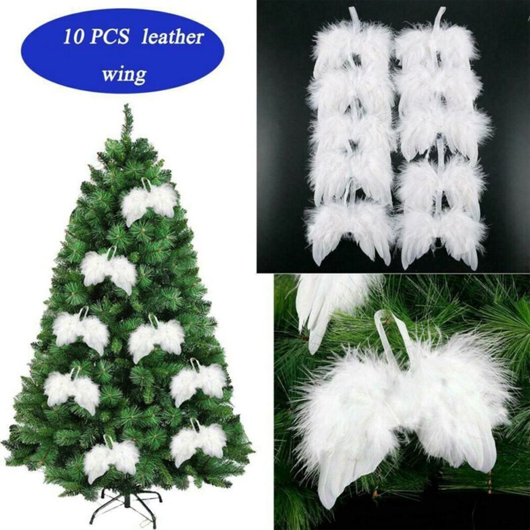 5 sizes Ornament 10pcs Feather Angel Wings Christmas Tree Wedding Party
