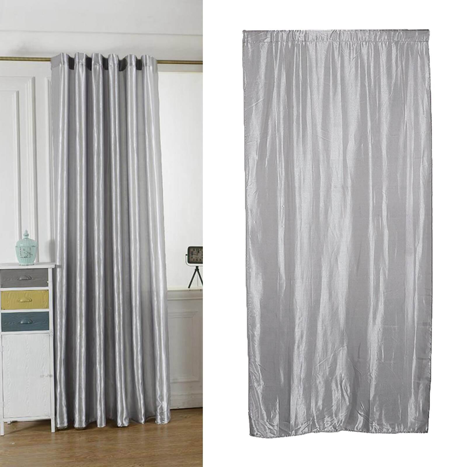 Gordijnen met roede, verduisterend effen kleur voor woonkamer, slaapkamer, café: Grijs