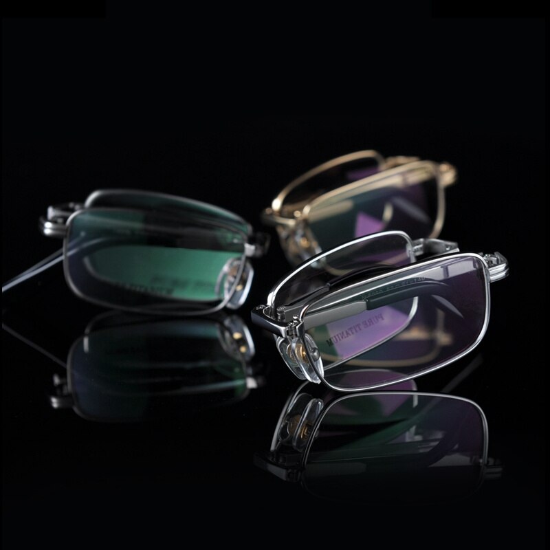 Folding frame Titanium Eyeglasses Frames Men Optical Glasses Frame Reading Clear Glasses Prescription Eyewear Lenses gold 6090