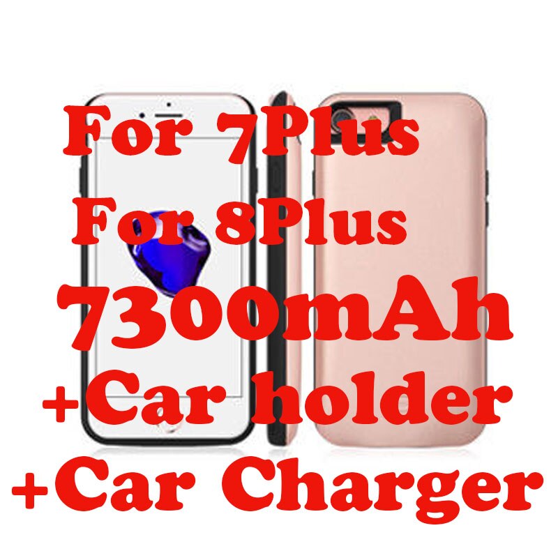 Portable Power Bank Pack Backup External Battery Charger Charging Magnet Protective Case Cover For iPhone 7 8 Plus: 7P 8P 7300mAh Rose