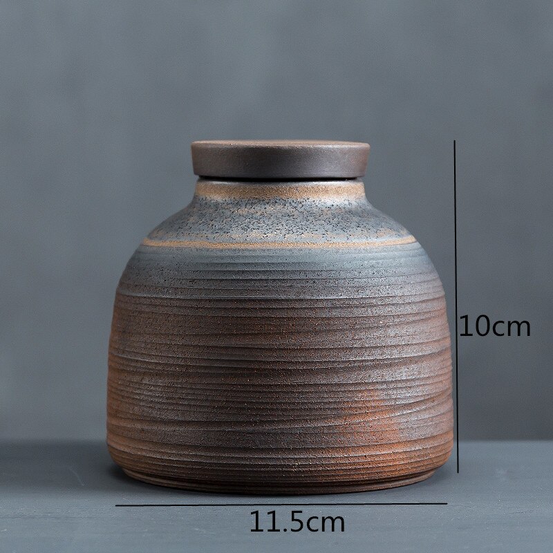 Stoneware Tea Caddy Ceramic Jar Tea Box Tea Container Tea Organizer Storage Tank Candy Jar Decorative Jar Storage Box Tea Can: 02
