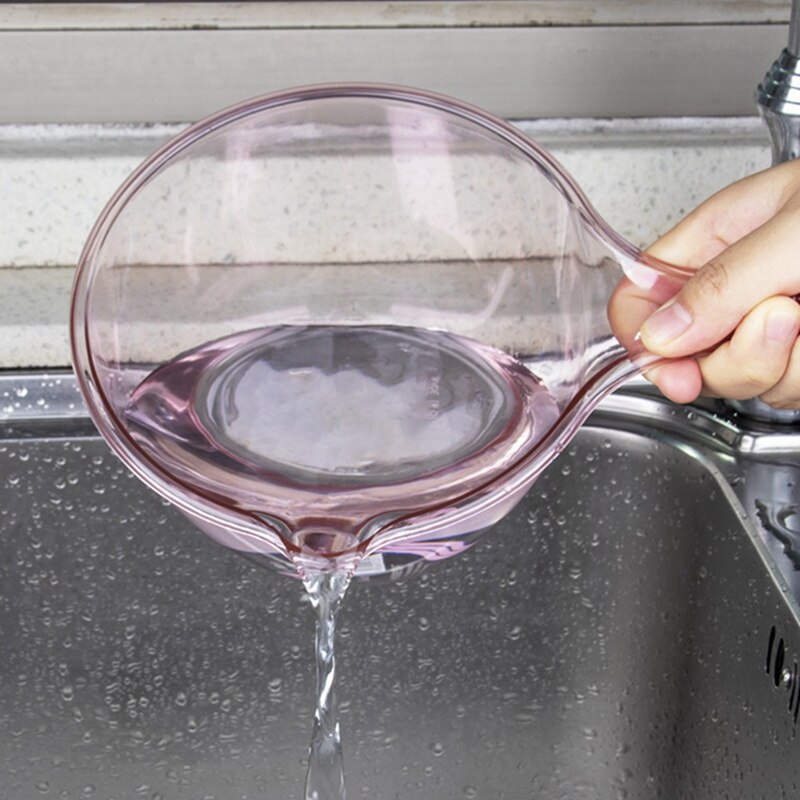 Household Transparent Kitchen Water Scoop Thickened Plastic Water Scoop Bath Scoop Drift Ladle Long Handle Child Shampoo Spoon.