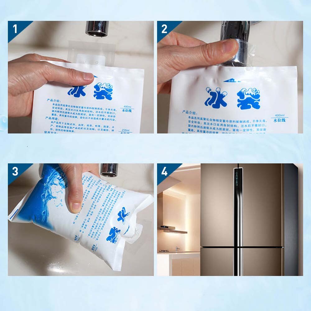 10 Pcs Portable Cold-keeping Cold Pack Reusable Water-filled Ice Bag Fresh-keeping for Refrigerated Food Special