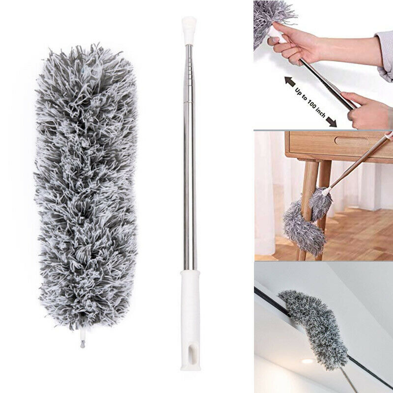 Extendable Microfiber Telescopic Handle Duster Dust Cleaner Flexible Home Cleaning Brush JS23