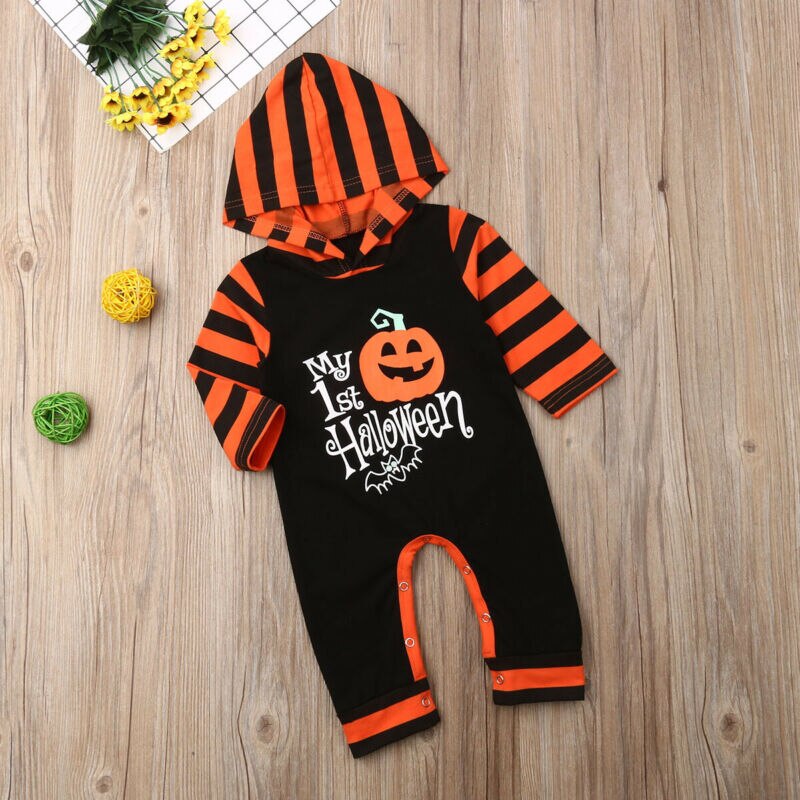 Pudcoco nueva Halloween recién nacido GIirls niños calabaza capucha Romper ropa de mono de combinación