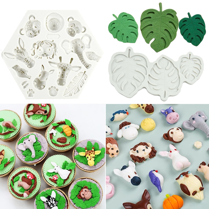Moule à biscuits en forme d&#39;animaux, forêt, Jungle, tortue verte, feuille, tampon à cookies pour enfants, sauvage, fête d&#39;anniversaire, bricolage, décoration de gâteau