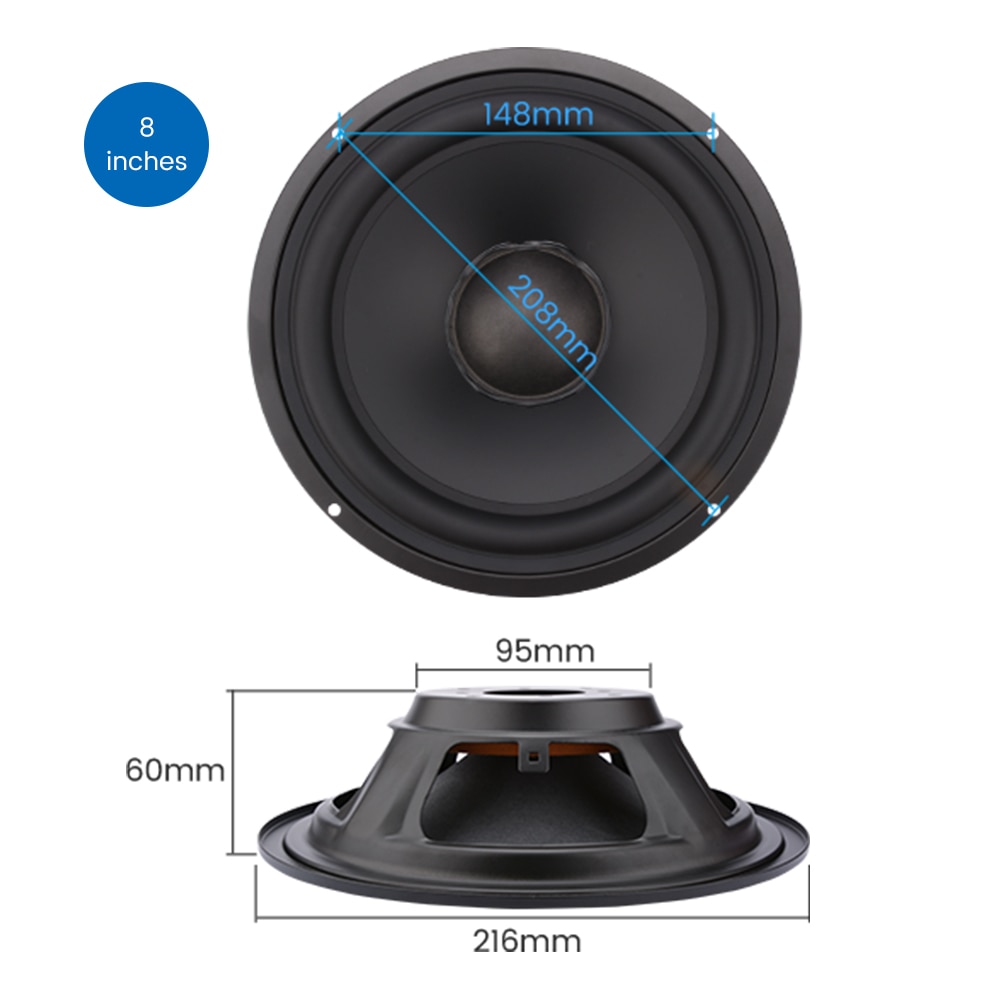 AIYIMA-radiador pasivo de altavoz de graves, membrana de vibración, pieza de reparación de altavoz, 3, 4, 6,5, 8 pulgadas, 2 uds.: 8 Inch