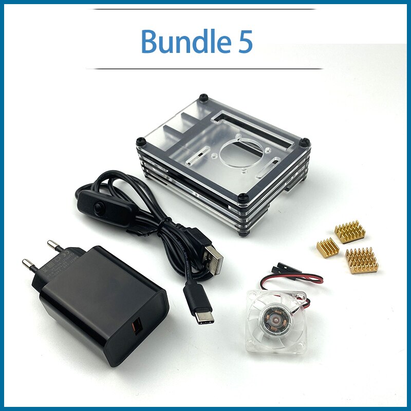 S ROBOT Raspberry Pi 4 case kit with heat sink & Cooling fan & type-c USB cable with On/Off Switch & Power Supply RPI107: Bundle6