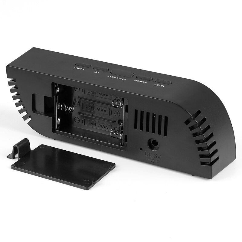 LED Digital Alarm Clock Night Light Thermometer Display Mirror Lamp