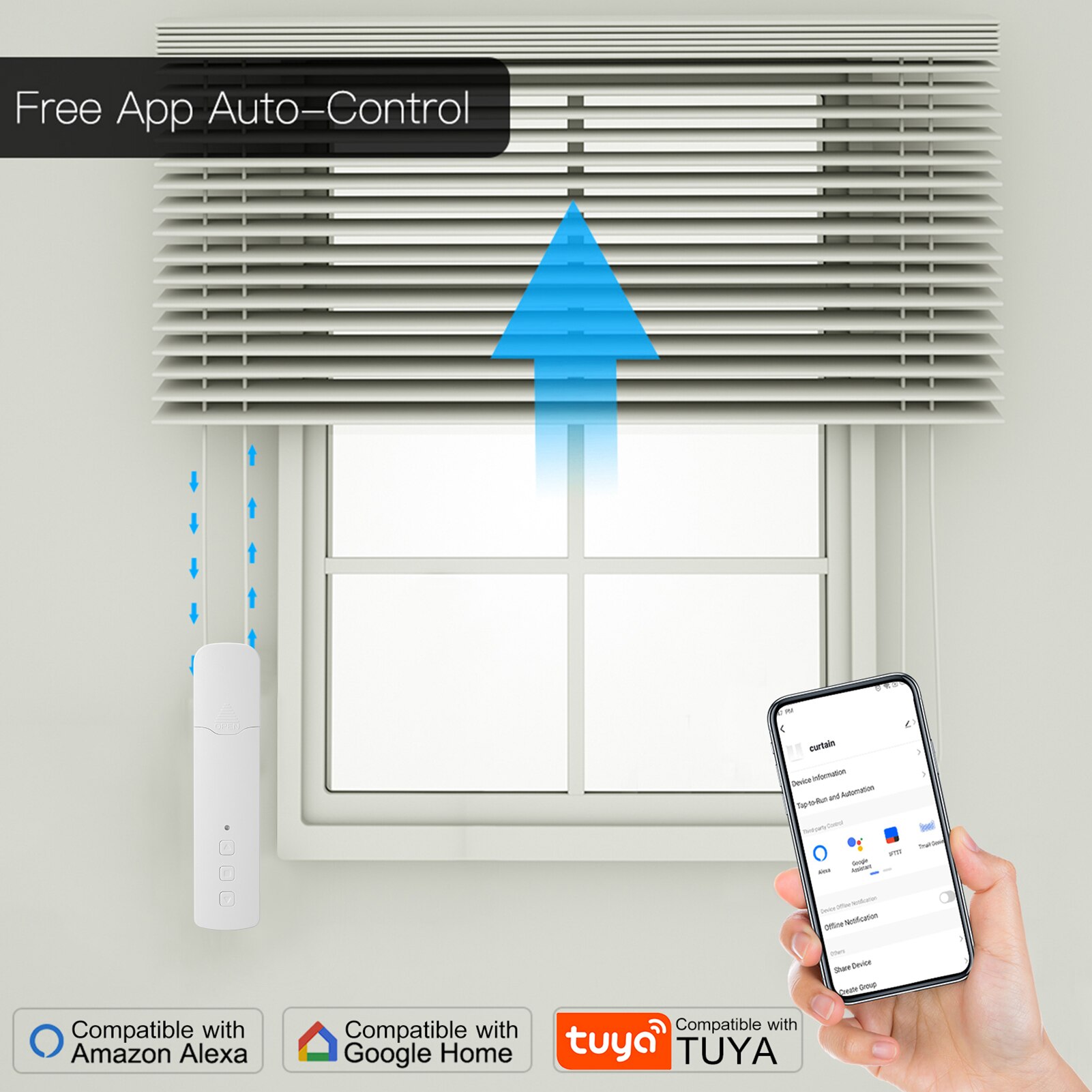 Tuya WIFI Smart Pull Bead Curtain MotorElectric Curtain Motors Remote Voice Control Compatible with Alexa Google Home EU Plug