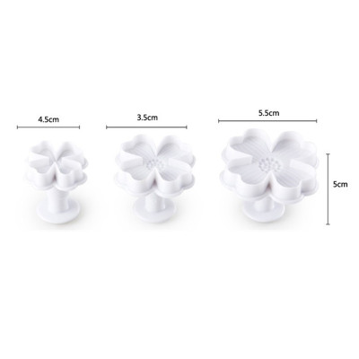 Mini blomster fondant udstikkere til kage dekorationsværktøj 3 stk/sæt geometri kage udstikker gør det selv spring stamper køkken bageværktøj: 4