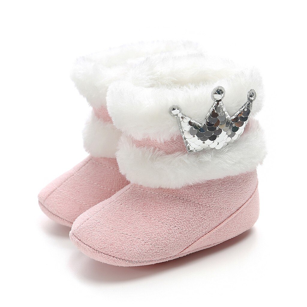 Del bambino Del Capretto Delle Ragazze Carino Corona Bling Inverno Stivali Da Neve Caldo Casual Scarpe