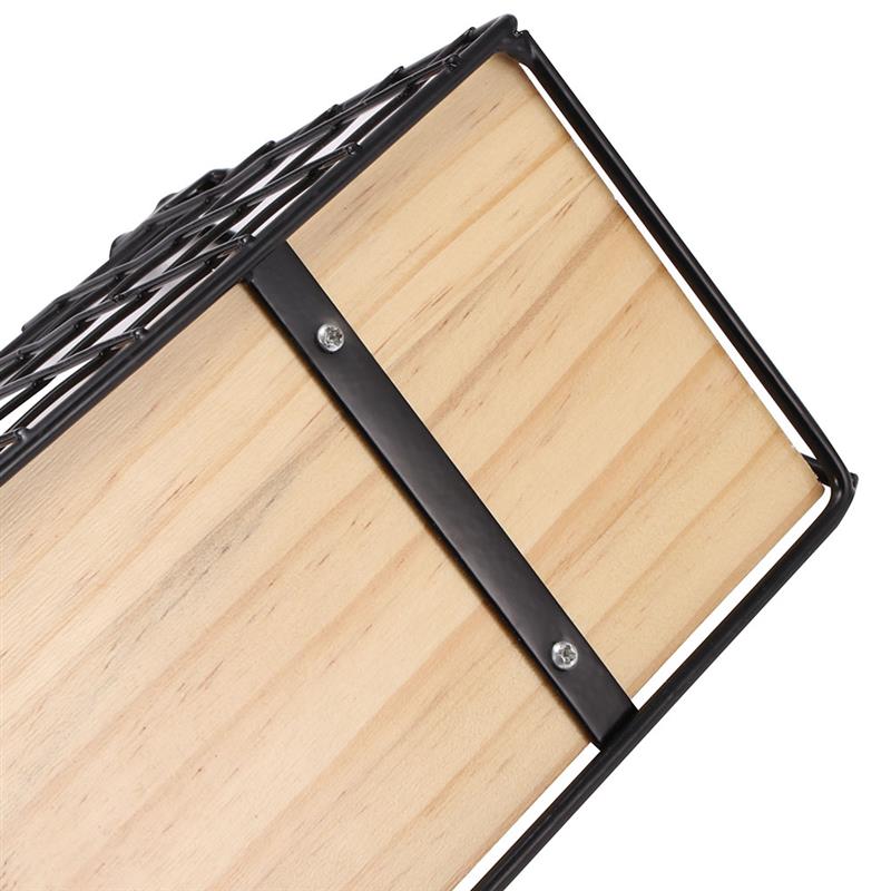 Wall Mounted Storage Rack Iron Floating Display Shelf Wire Wood Organizer Livingroom Holder Home Decorative Hanging Grid Basket