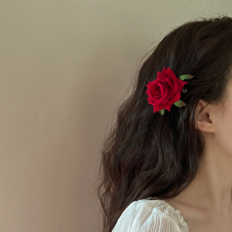 Brosche Hochzeits feier Haarschmuck Rose Blume Haarnadel Brosche Braut Hochzeit Strand Party künstliche Rose Haars pange: Grau