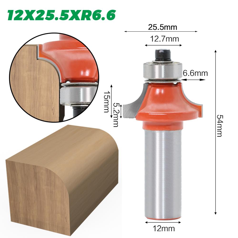 1pcs 12mm shank Corner Round Over Router Bit with BearingMilling Cutter for Wood Woodwork Tungsten Carbide: 12X25.5XR6.6
