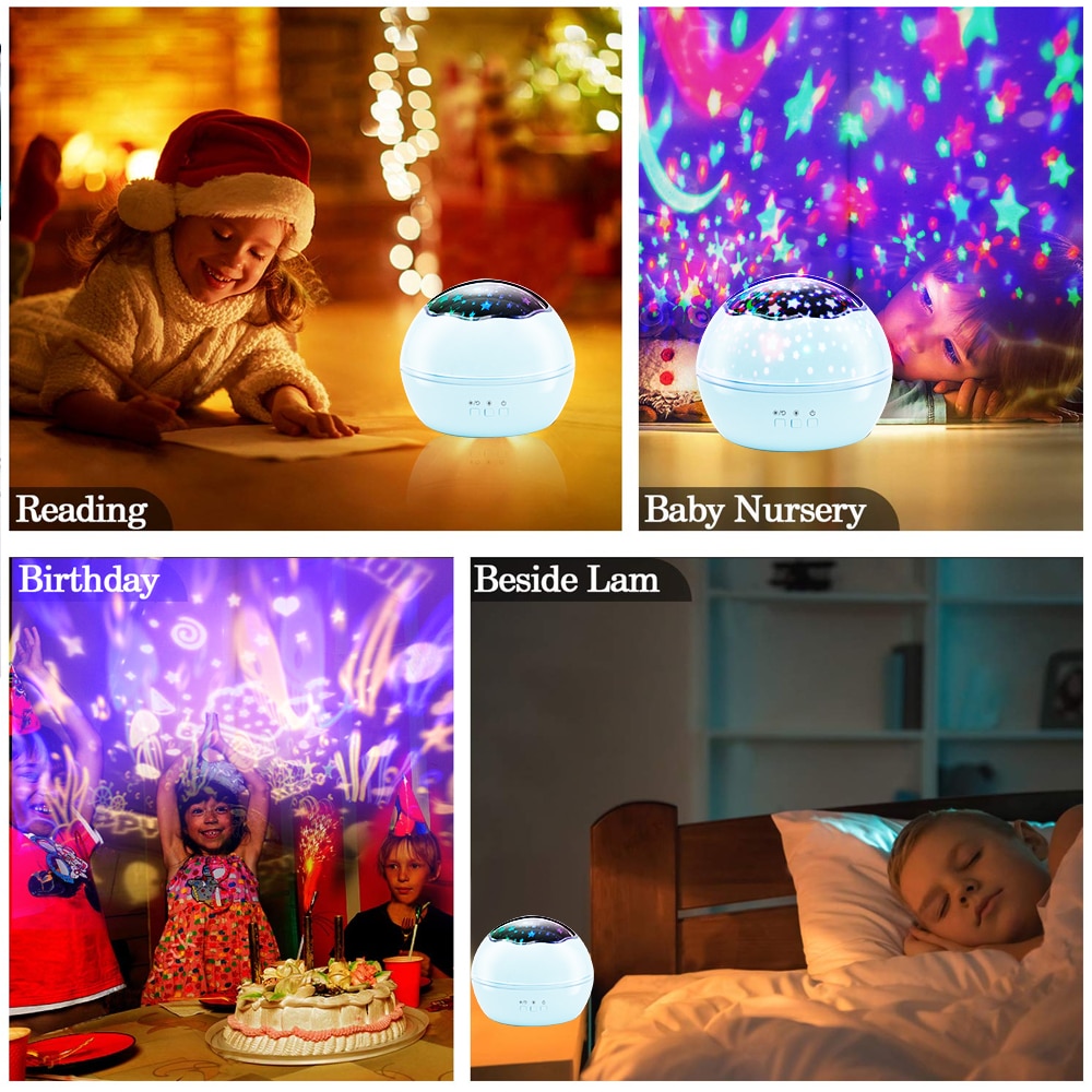 Ster Licht Projector LED Night Star Moon Master Kinderen Kids Baby Romantische Kleurrijke Decor Batterij Projectielamp
