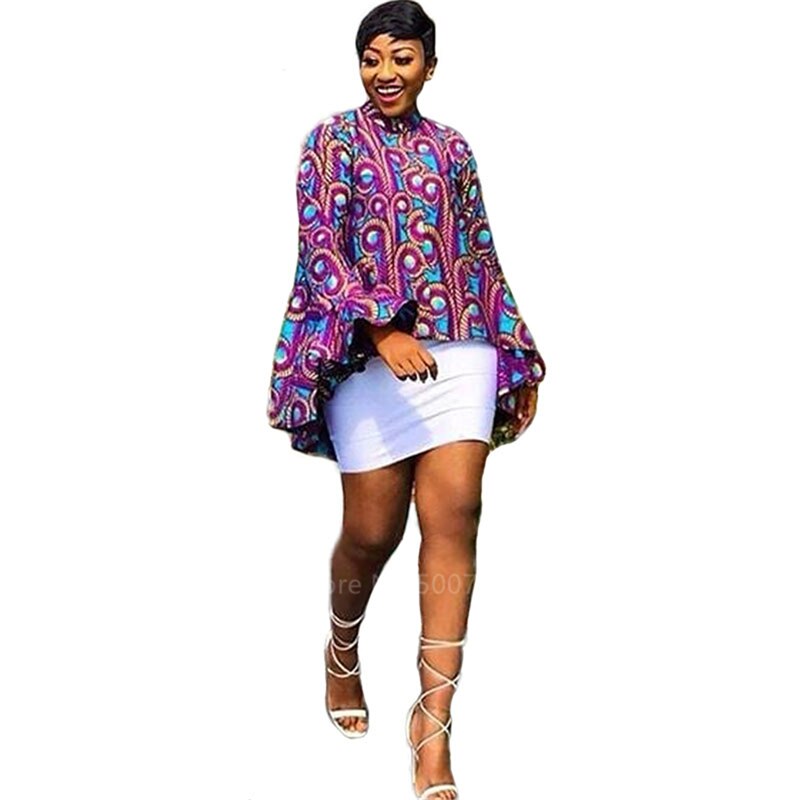 African Clothes News Full Sleeve Dashiki Print Ankara Maxi Top Clothing Ladies African Dresses for Women Ethnic: XL