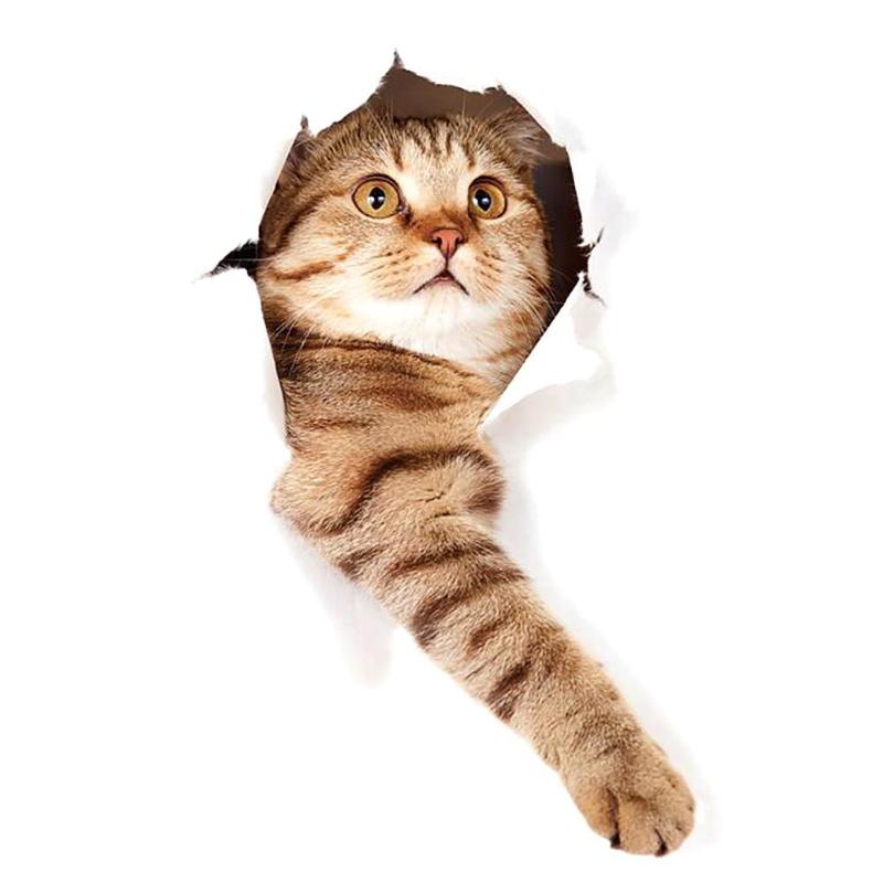 Cartoon dieren 3d toilet stickers op de toiletbril schattige katten pvc muursticker badkamer koelkast deur decoratie stickers stickers: Kat 3
