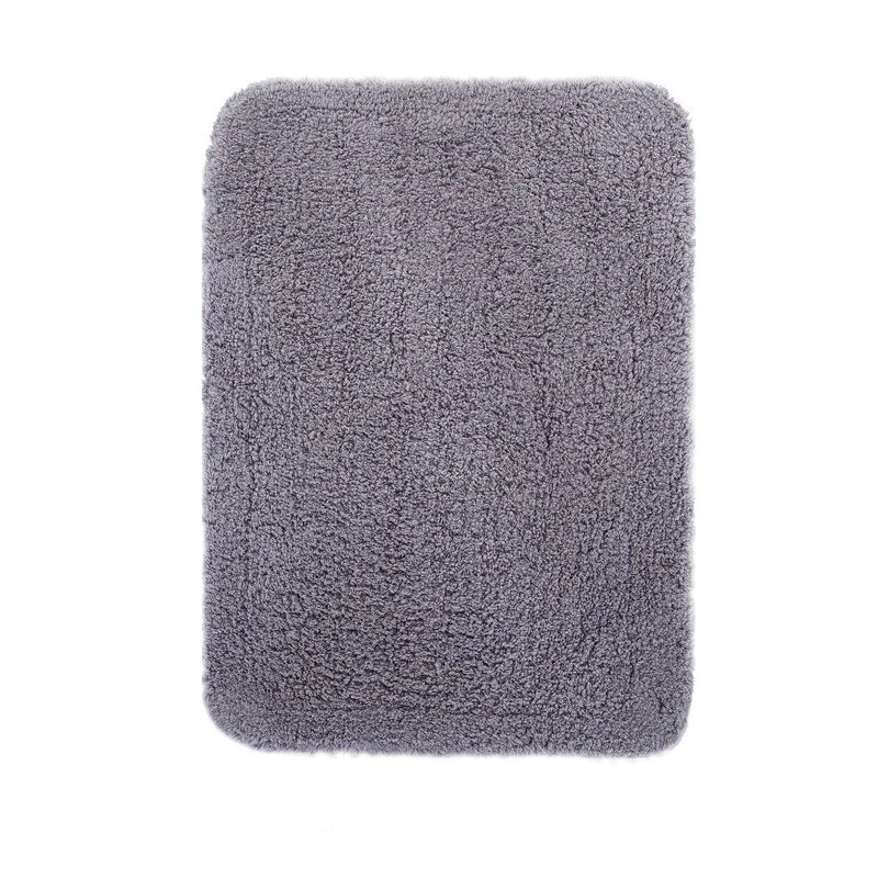 Katoenen badkamertapijt met flockbadmat, watertoilet, toiletmat, absorptiedeksel, vorm, stof: Grijze rechthoek