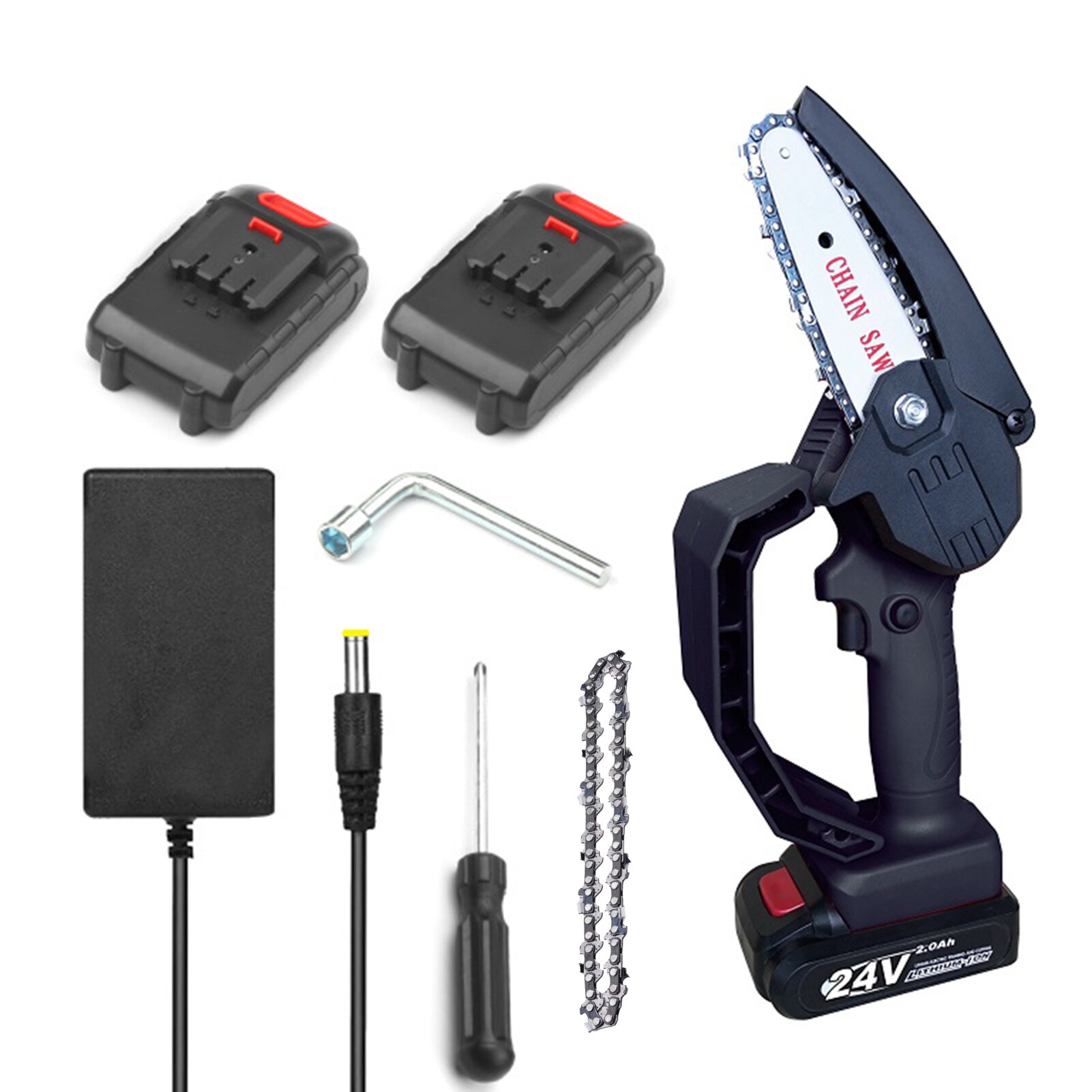 4 inch Electric Chain Saws 24V 550W Wood Cutting Pruning ChainSaw Cordless Garden Tree Logging Trimming Saw Battery EU Plug