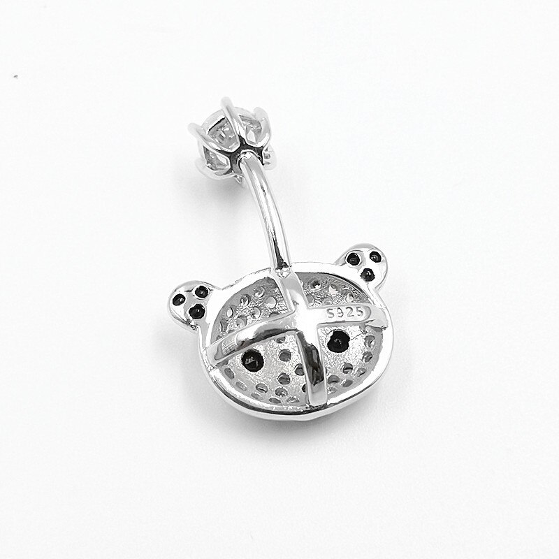 HelloLook Piercing all'ombelico in argento Sterling 925 per ragazza zircone anello ombelico gioielli penetranti per il corpo simpatici anelli di pancia Panda