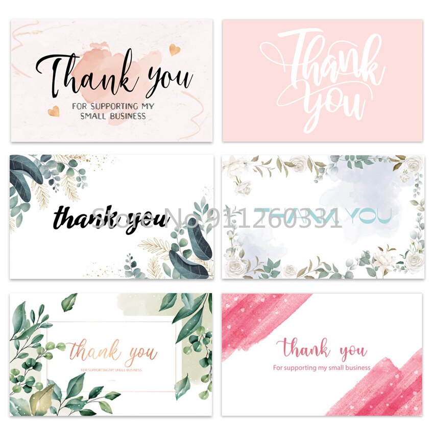 30Pcs/pack Flower thank you for supporting my small business card thank you card Baking cake package decor Wedding Party