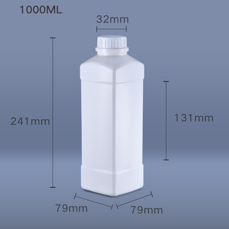 500ml 1000ml firkantet plastflaske med låg lækagesikker tom hdpe -beholder til malingshampoo flydende flasker 1 stk: 1000ml hvide
