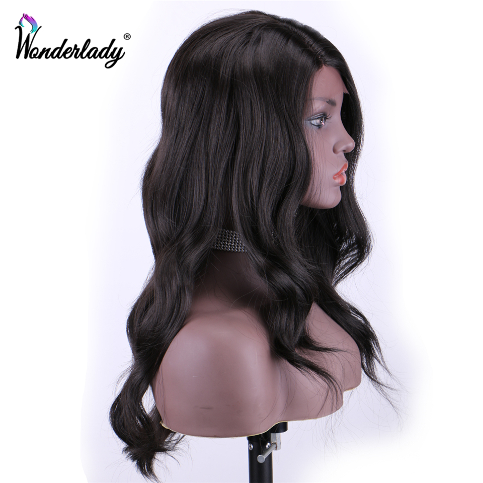 Peluca con malla frontal sintética WonderLady de 20 pulgadas #2, pelucas con ondas de cuerpo ombré para mujeres negras, peluca de Cosplay marrón larga ondulada con parte lateral