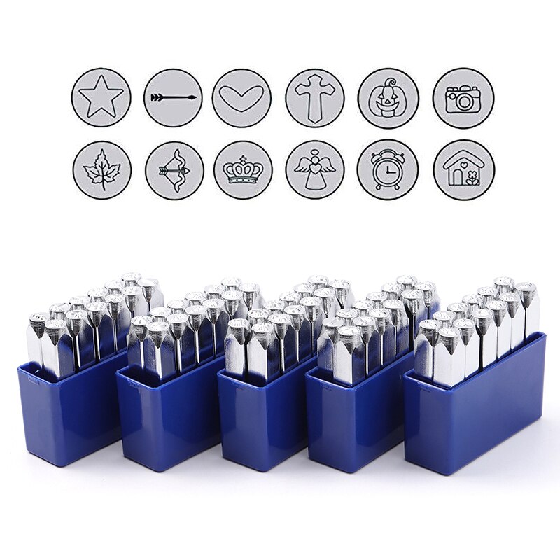 12 Pcs Metal Stamps Punch Stamping Tool Electroplated Hard Carbon Steel Tools For Stamp Punch For Leather Tools Marcazas