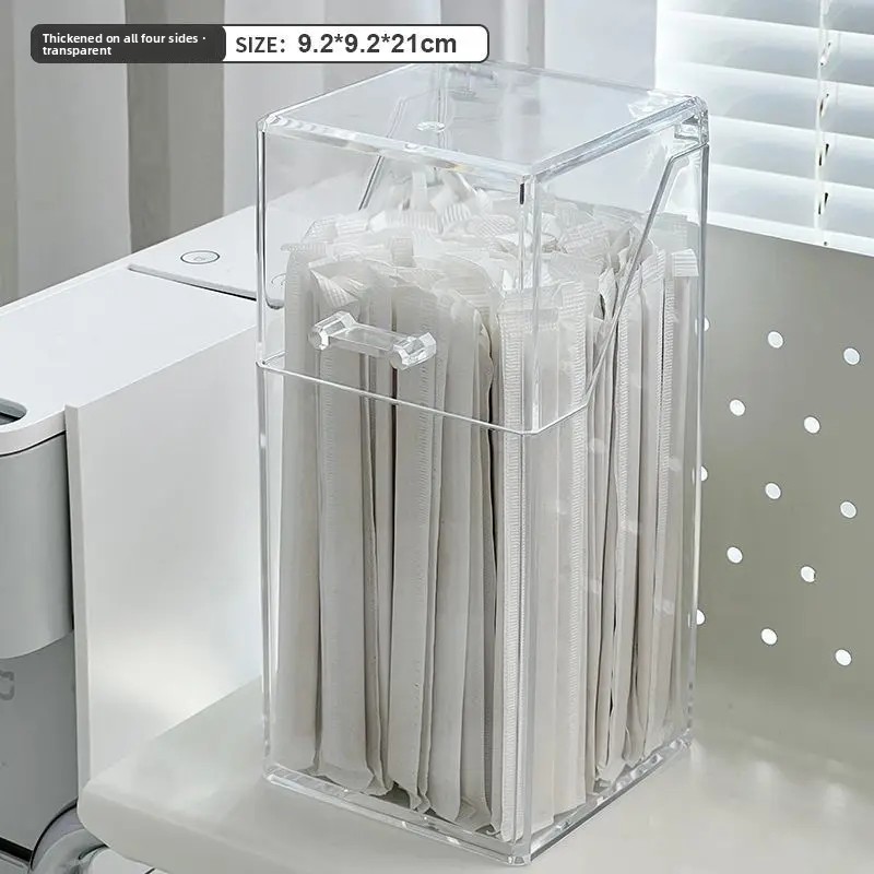Opbergdoos voor wegwerprietjes voor op kantoor, met klepdeksel, stofwerende plastic houder voor koffie, melk, theezakjes, sieradenhouder.
