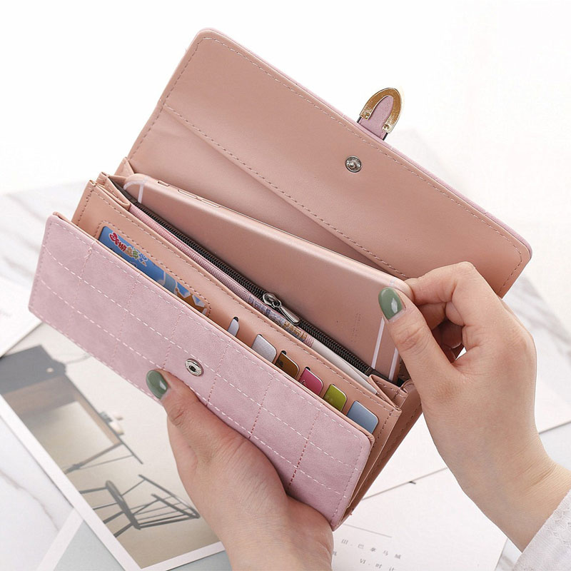 Neue Frauen Brieftaschen Weibliche Pu Leder Geldbörsen Große Kapazität ID Karte Halter Damen Lange Telefon Brieftasche Kupplung Carteras