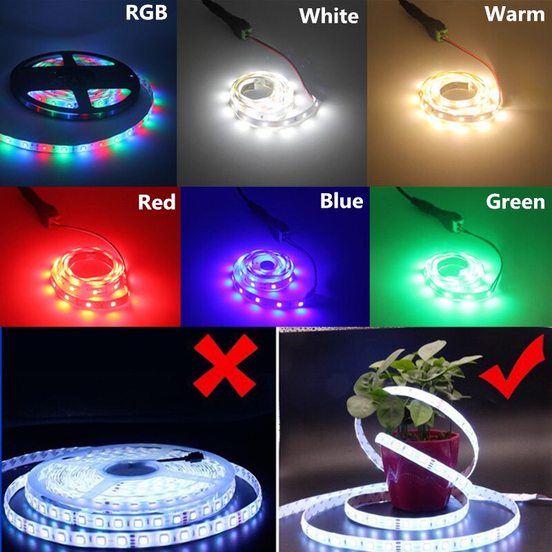 5 Meter 300Leds SMD RGB LED Strip Licht 3528 2835 1M LED Light RGB Leds tape diode lint flexibele Controller DC 12V Adapter set