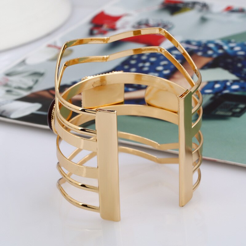 LZHLQ Geometric Multilayer Wire Bangle Trendy Maxi Opened Resin Cuff Bracelet For Women Brand Jewelry Accessories