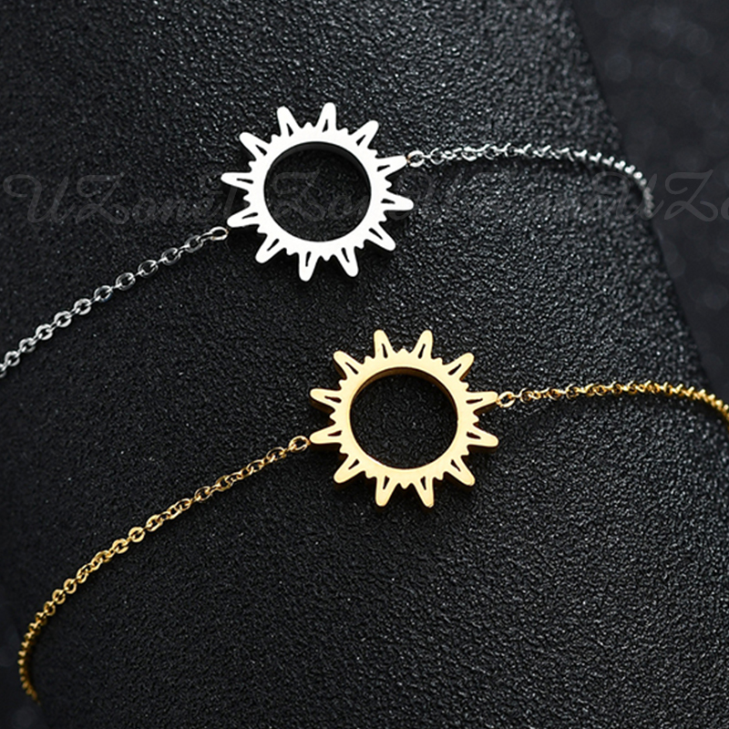 UZone Shinny Sun Bracelet Stainless Steel Sunflower Bracelet For Women Jewelry G