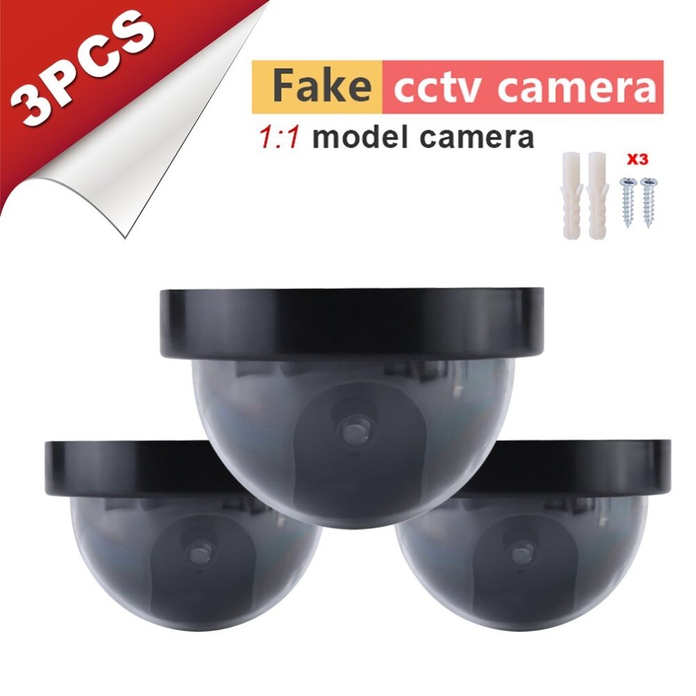 3 Pcs Outdoor Indoor Simulatie Camera Dummy Camera Surveillance Security Cam Met Waarschuwing Flash Led Licht