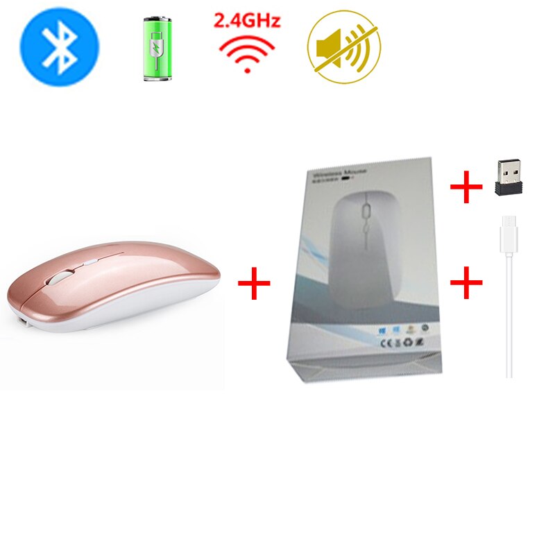 Silent Dual Mode Wireless Mouse Bluetooth 5.0 Wireless Mice For PC Laptop Desktop Mouse Computer Peripherals: 02